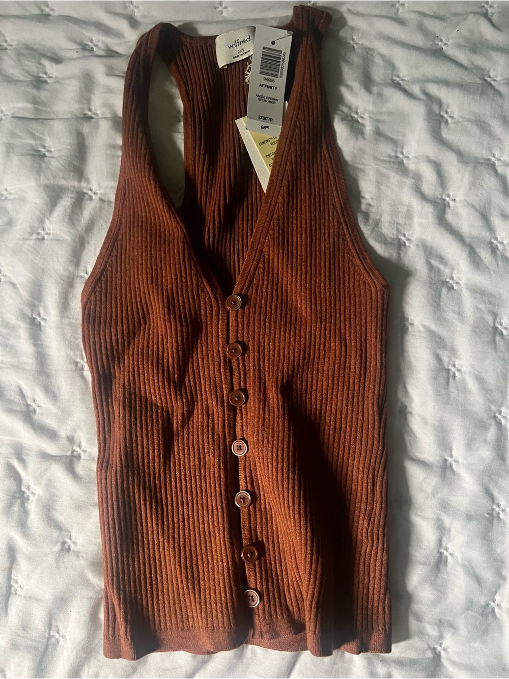 Wilfred Ribbed Button-Front Tank Top